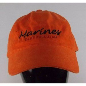 Marines Camp Fallujah Cap Adjustable Back Orange Embroidered YIKES!
